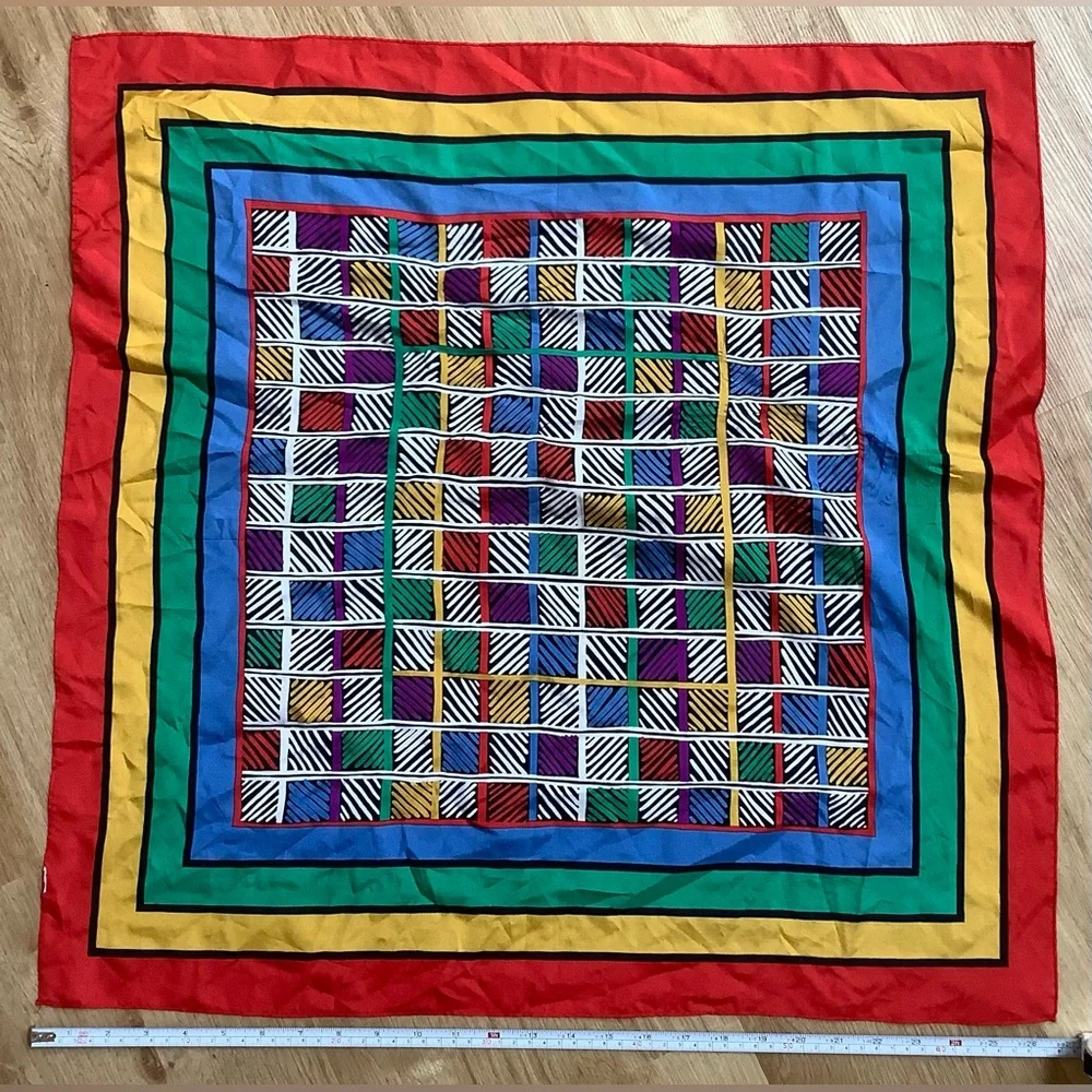 Vintage 90’s square scarf Colorful rainbow colors pride geometric pattern